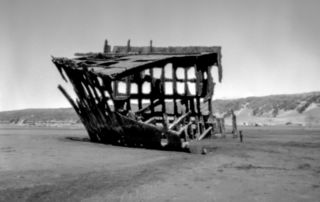 pinhole photograph of Peter Iredale Shipwreck, Oregon coast